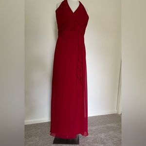 Red Halter Bridesmaid Gown